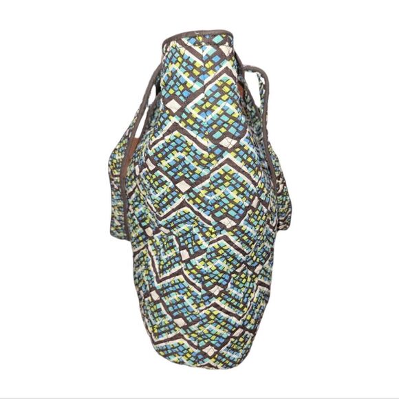 Vera Bradley "Rain Forest" Tote Blue Green Brown Pattern - Picture 6 of 12